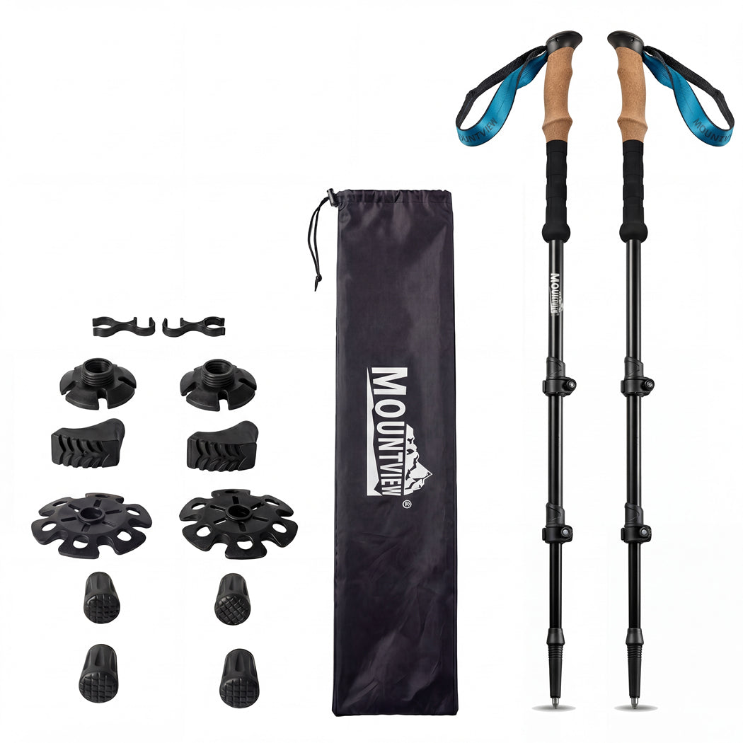Mountview 2 Pcs Hiking Trekking Poles Walking Stick Adjustable Lightweight Black — image 1