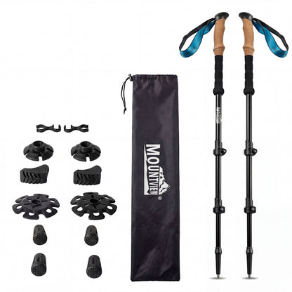 Mountview 2 Pcs Hiking Trekking Poles Walking Stick Adjustable Lightweight Black — image 1