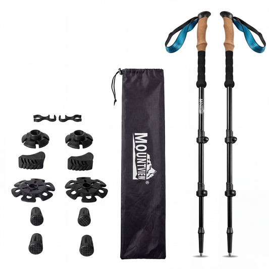 Mountview 2 Pcs Hiking Trekking Poles Walking Stick Adjustable Lightweight Black — image 1