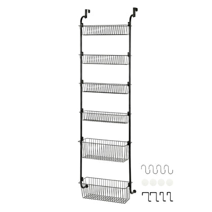 Toque Over the Door Pantry Organiser 6 Tiers Metal Hanging Storage Rack Black — image 1