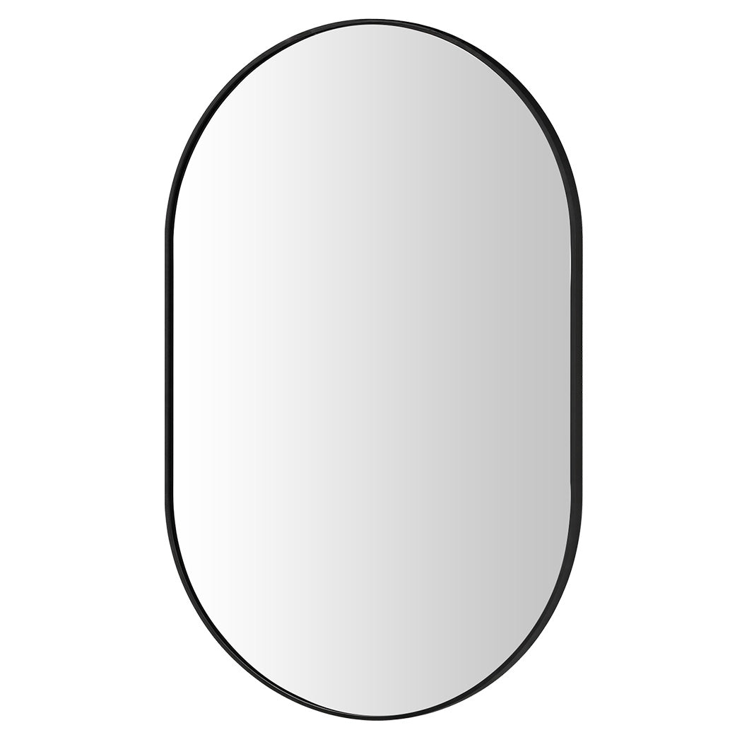 Yezi Oval Wall Mirror 70x50cm Black Frame Bathroom Wall Mounted Vanity Mirror — image 1