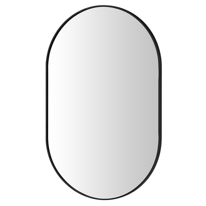 Yezi Oval Wall Mirror 70x50cm Black Frame Bathroom Wall Mounted Vanity Mirror — image 1