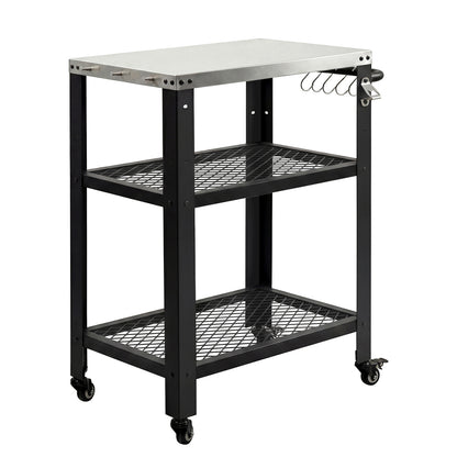 Levede Outdoor Kitchen Cart Mobile BBQ Grill Trolley Stainless Steel Prep Table — image 1