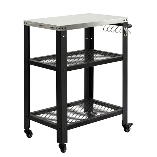 Levede Outdoor Kitchen Cart Mobile BBQ Grill Trolley Stainless Steel Prep Table — image 1