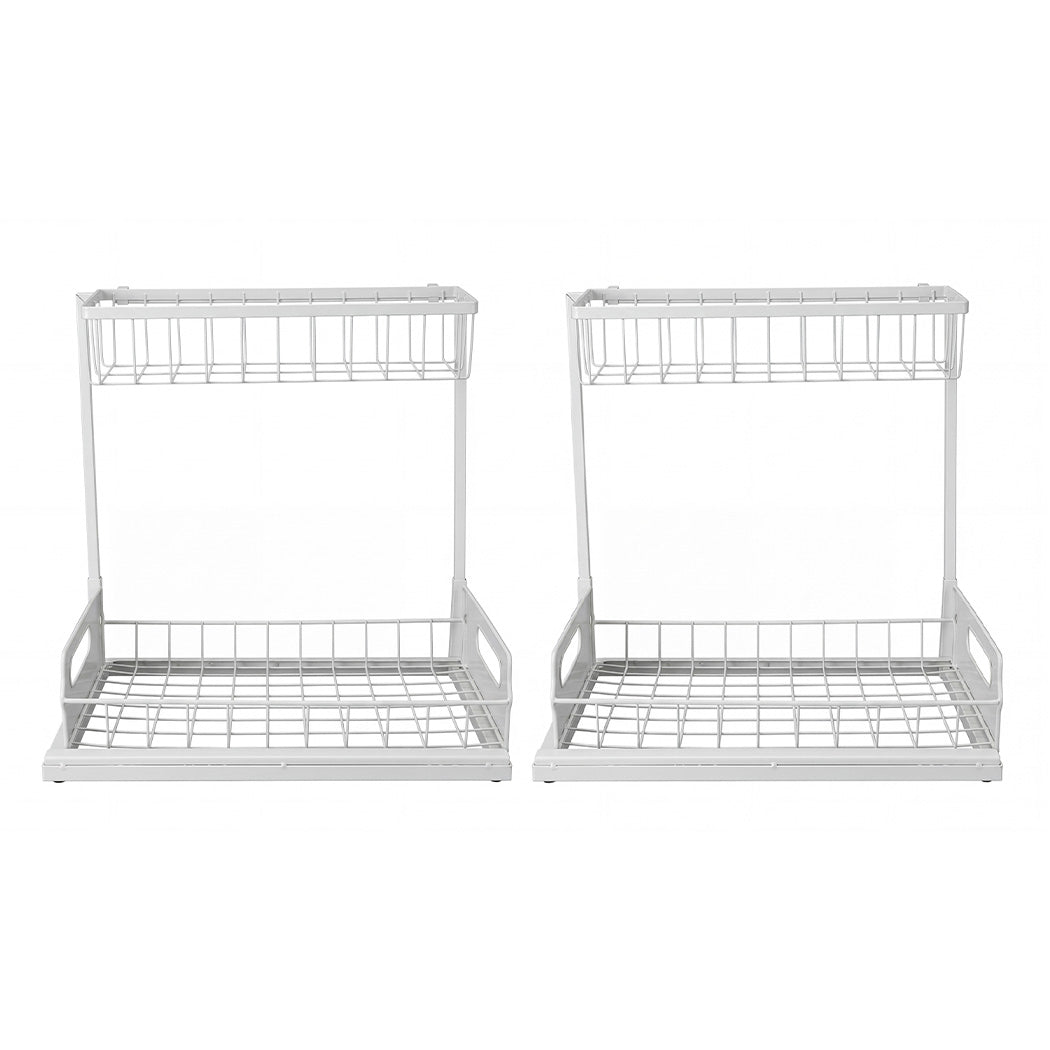 Toque 2x Under Sink Storage Rack Kitchen Cabinet Organiser 2-Tier Shelving Home — image 1