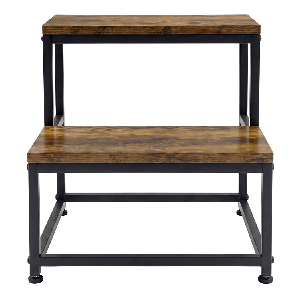 Levede 2-Step Stool Non Slip Portable Bathroom Kitchen Kids Adult Pet Use Brown — image 2