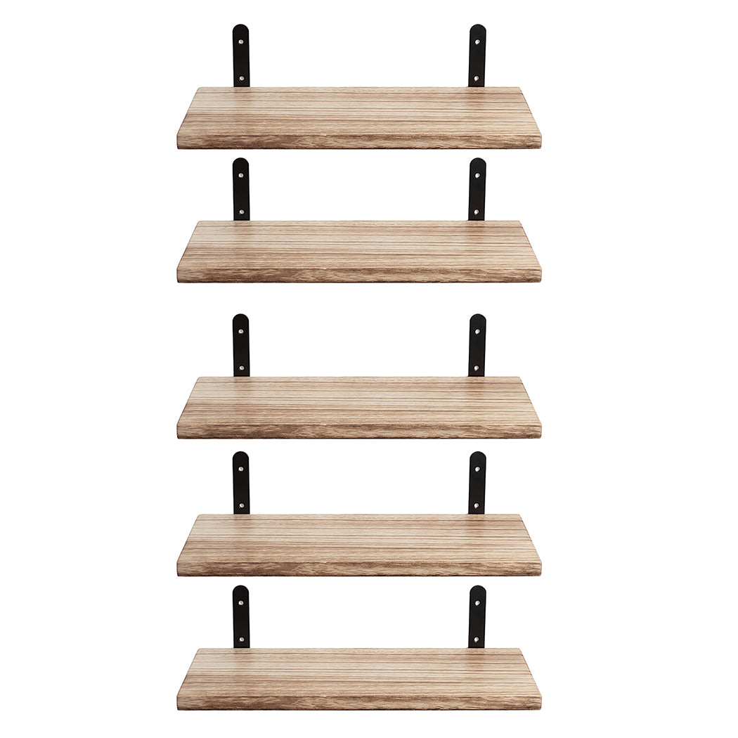 Levede Floating Wall Shelves 5Pcs Wood Wall Mounted Rustic Display Rack Bedroom — image 2