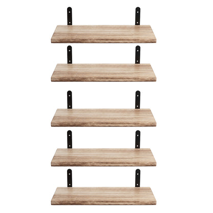 Levede Floating Wall Shelves 5Pcs Wood Wall Mounted Rustic Display Rack Bedroom — image 2