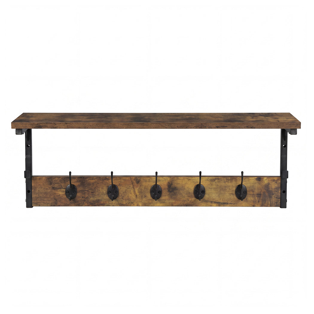 Levede Coat Rack Shelf Wall Mounted 7 Hooks Wall Floating Hat Rack Living Room — image 2