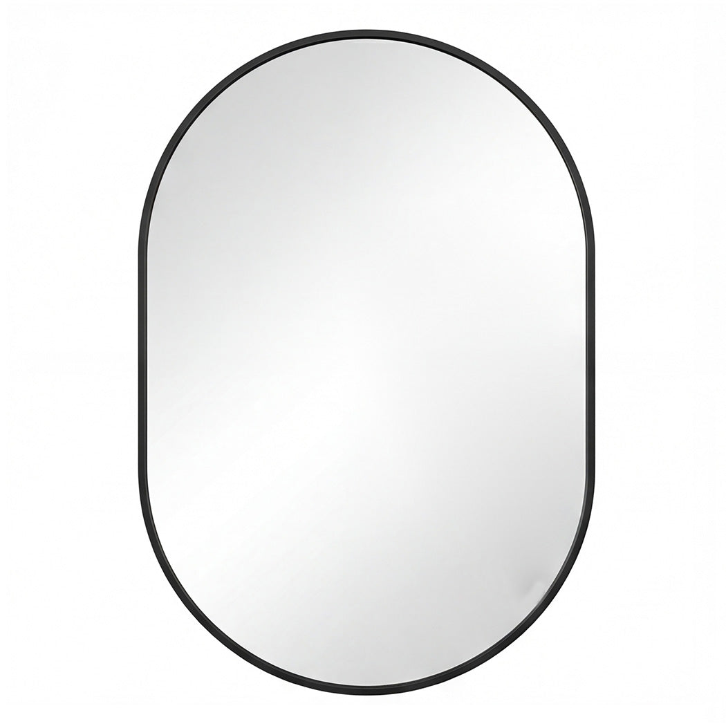 Yezi Oval Wall Mirror 70x50cm Black Frame Bathroom Wall Mounted Vanity Mirror — image 2