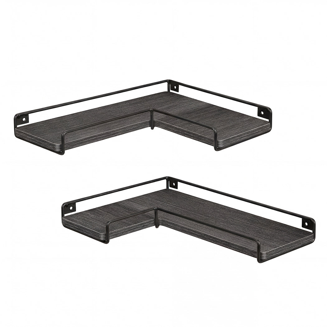 Levede Floating Shelves 2Pcs DIY Corner Wall Shelf Storage Display Rack Bedroom — image 2