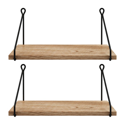 Levede Floating Wall Mounted Shelves Rustic 2Pcs Storage Display Bedroom Kitchen — image 2