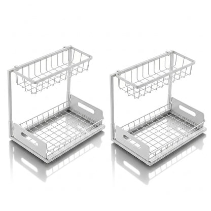 Toque 2x Under Sink Storage Rack Kitchen Cabinet Organiser 2-Tier Shelving Home — image 2