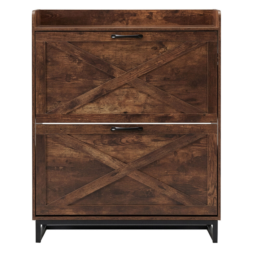 Levede Shoe Cabinet 2 Flip Drawers Storage Organiser Removable Shelf Hallway — image 2