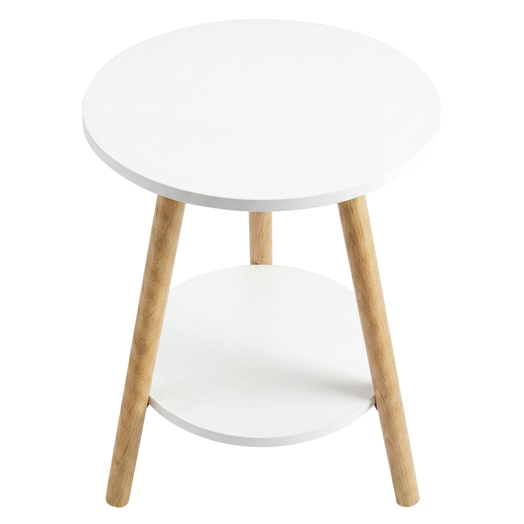 Levede Round Coffee Table 2-Layer Living Room End Tables Bedroom Side Tables — image 2