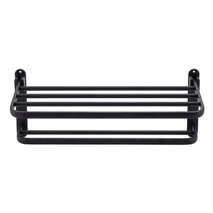 Levede Towel Rack Bathroom 2 Bars Rail Holder Wall Mounted Storage Shelf Black — image 2