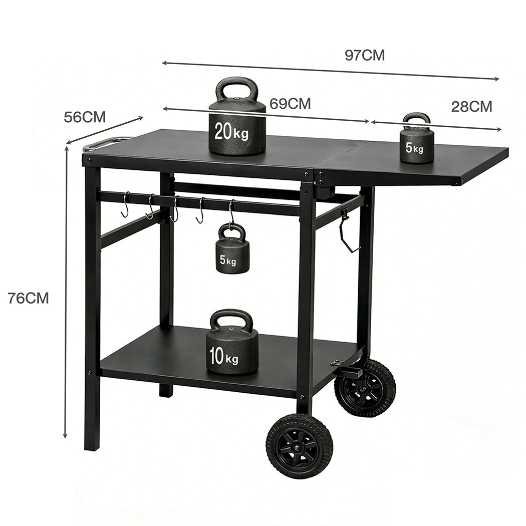 Levede Outdoor Kitchen Cart Mobile Foldable Food Prep BBQ Grill Dining Table — image 3