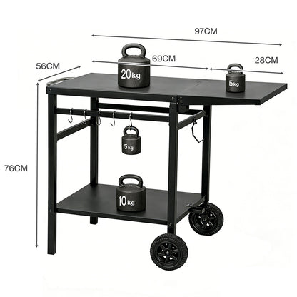 Levede Outdoor Kitchen Cart Mobile Foldable Food Prep BBQ Grill Dining Table — image 3