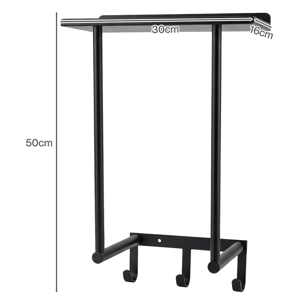 Levede Wall Mounted Towel Rack Towel Holder 3 Hooks Bathroom Towel Storage — image 3