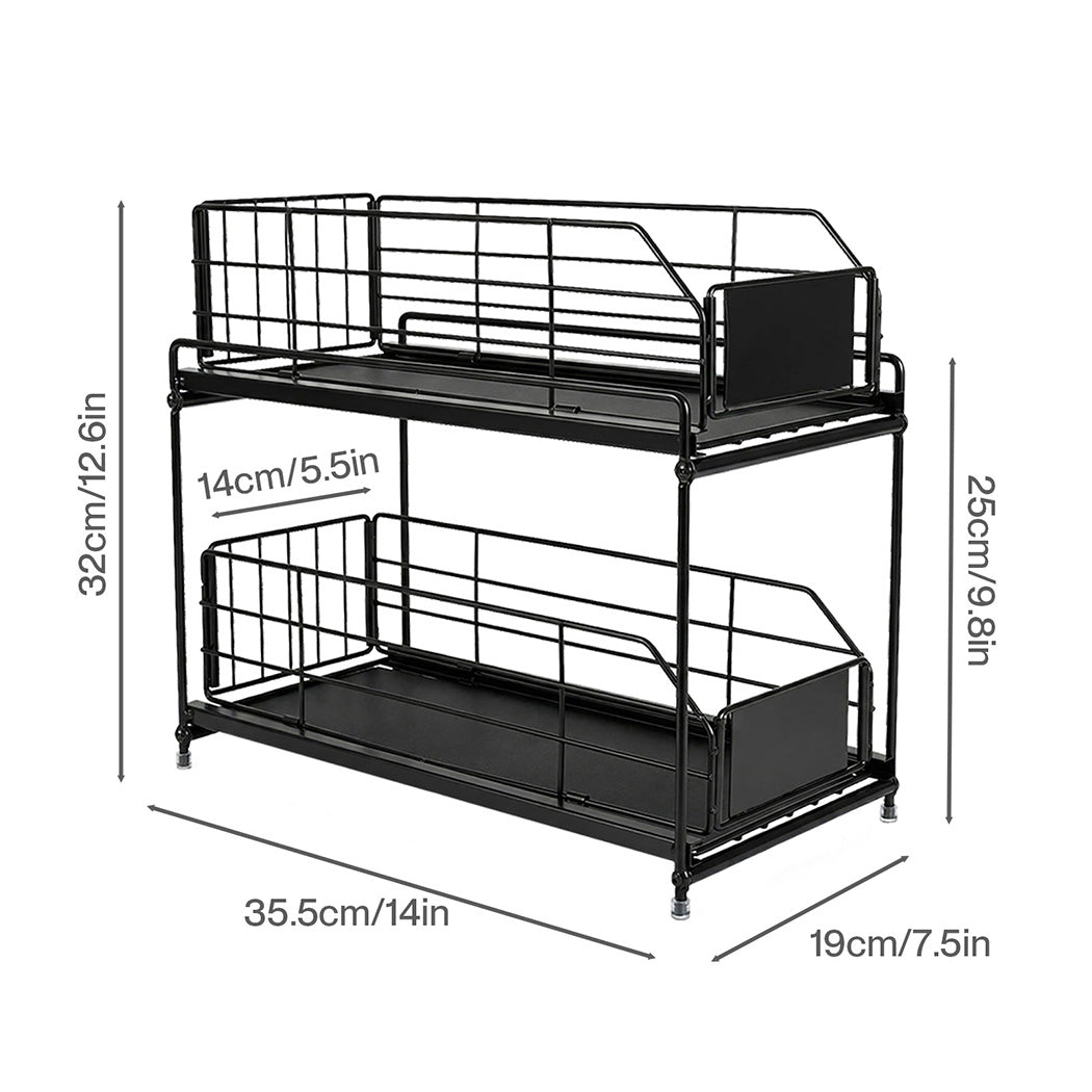 Toque 2 Tier Pull Out Cabinet Organizer Sliding Kitchen Storage Rack Under Sink — image 3