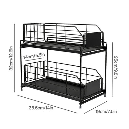 Toque 2 Tier Pull Out Cabinet Organizer Sliding Kitchen Storage Rack Under Sink — image 3