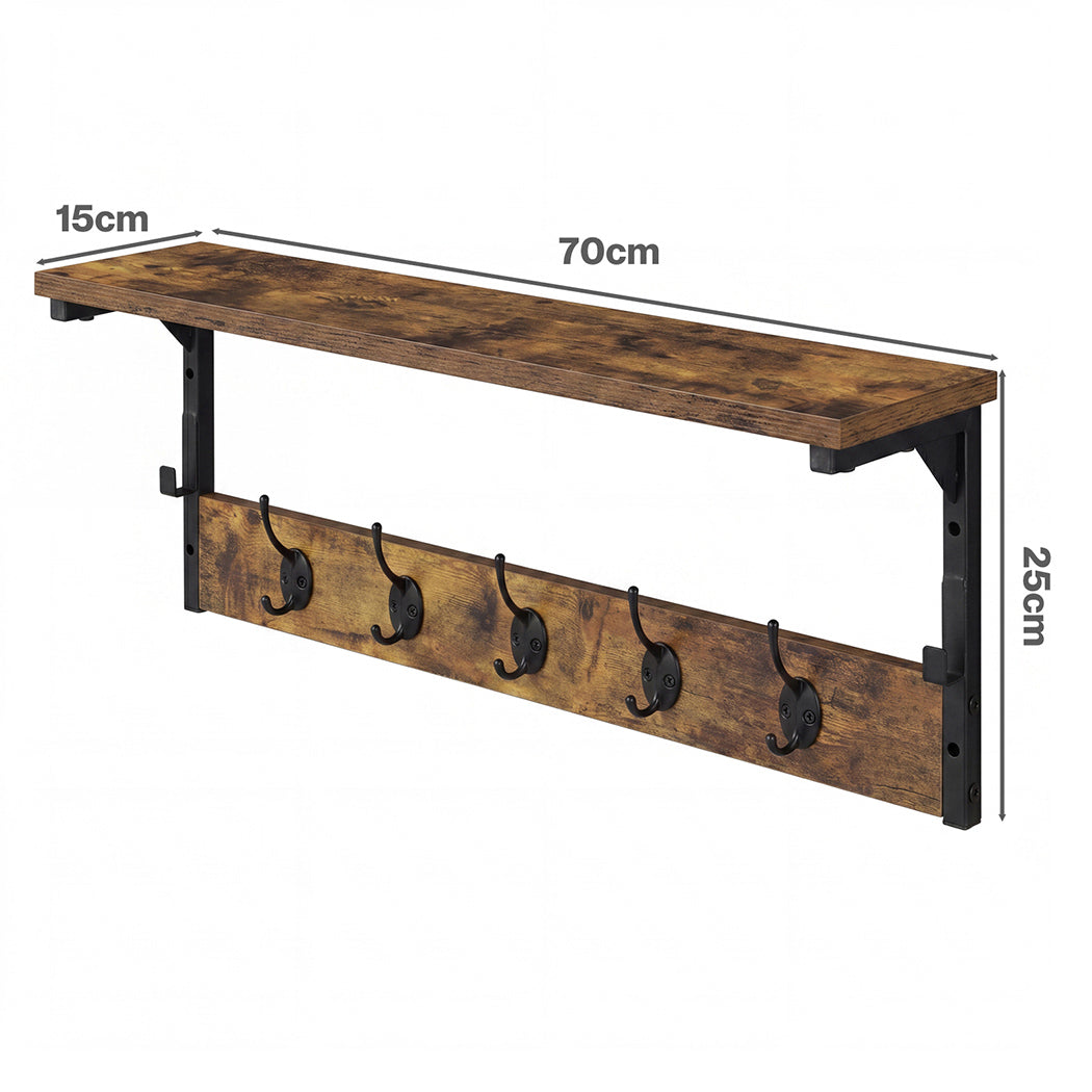 Levede Coat Rack Shelf Wall Mounted 7 Hooks Wall Floating Hat Rack Living Room — image 3