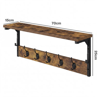 Levede Coat Rack Shelf Wall Mounted 7 Hooks Wall Floating Hat Rack Living Room — image 3