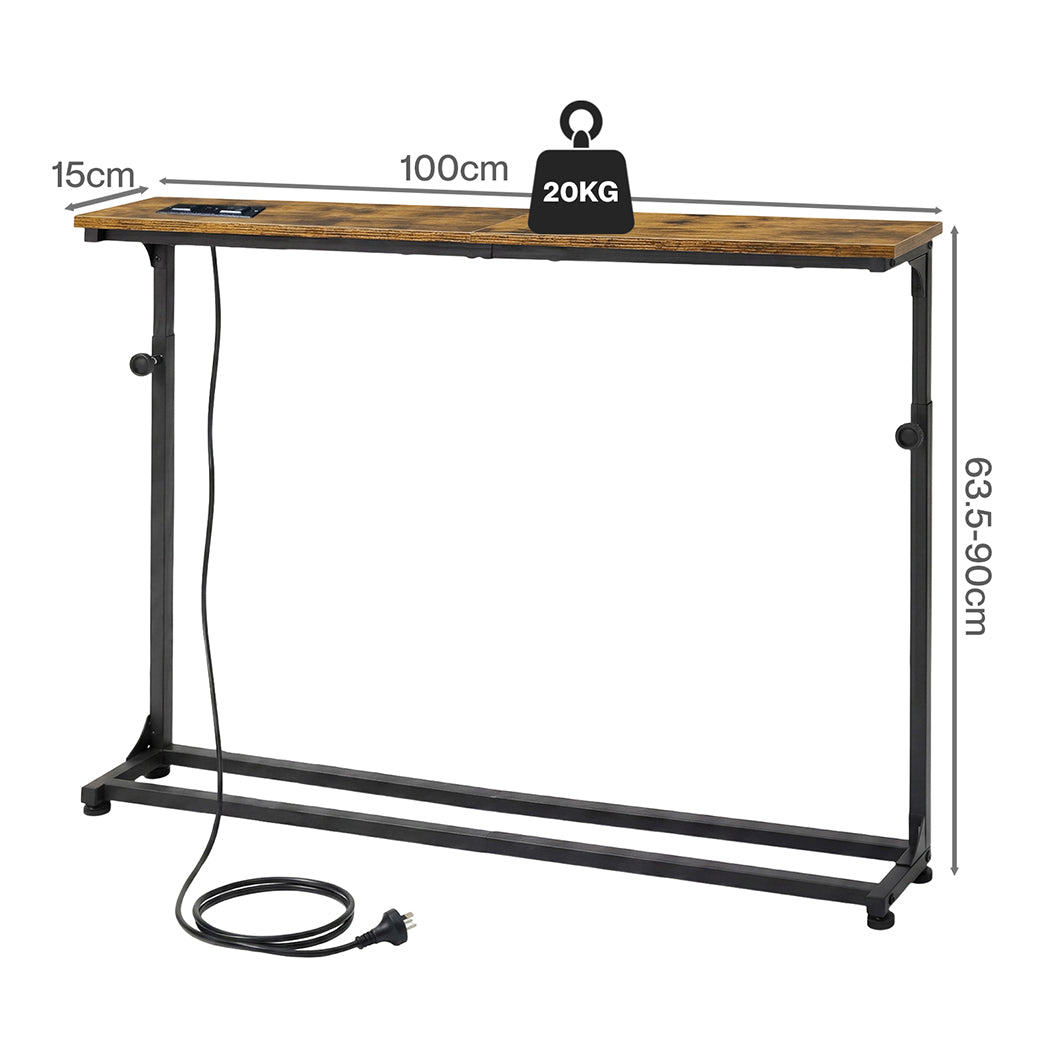 Levede Narrow Sofa Table Power Ports Behind Console Side Adjustable Living Room — image 3