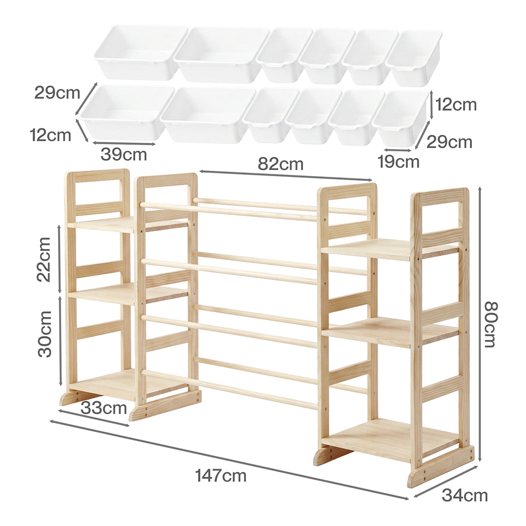 Levede Kids Toy Box Organiser 12 Bins 6 Shelves Display Storage Rack Playroom — image 3