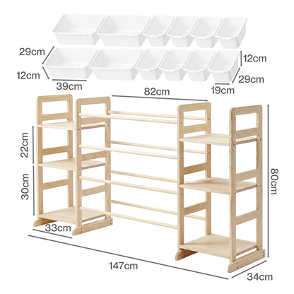 Levede Kids Toy Box Organiser 12 Bins 6 Shelves Display Storage Rack Playroom — image 3