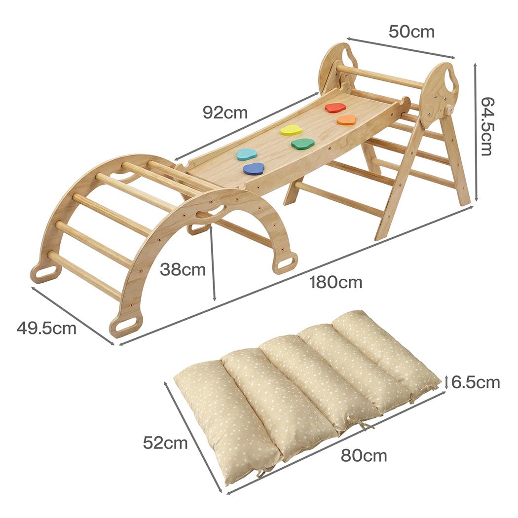 BoPeep Kids Climbing Toys Sets Toddler Toys Triangle Arch Climber Indoor Natural — image 3
