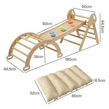 BoPeep Kids Climbing Toys Sets Toddler Toys Triangle Arch Climber Indoor Natural — image 3