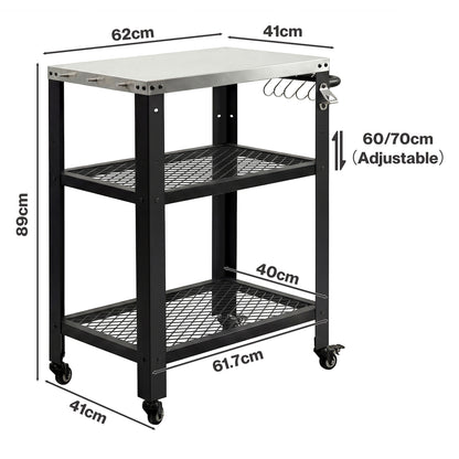 Levede Outdoor Kitchen Cart Mobile BBQ Grill Trolley Stainless Steel Prep Table — image 3