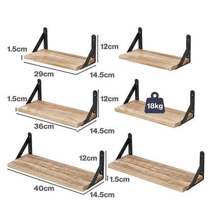 Levede Floating Wall Shelves 6 Pcs Wall Mounted Display Bookshelf Rack Kitchen — image 3