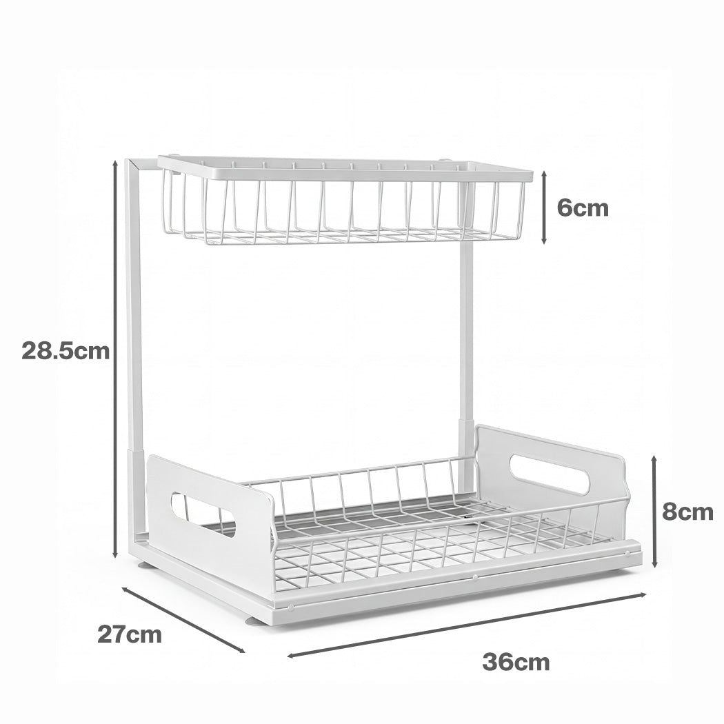 Toque Under Sink Storage Rack Kitchen Cabinet Organiser 2-Tier Shelving Home — image 3