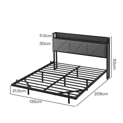 Levede Floating Bed Frame Double LED USB Power Storage Headboard Metal Base — image 3