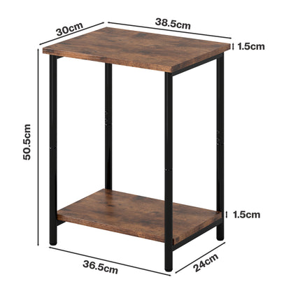 Levede Side Table 2-Tier Industrial Vintage End Table Storage Shelf Nightstand — image 3