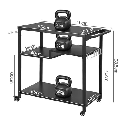 Levede Outdoor Kitchen Cart 3 Tier BBQ Grill Cart Mobile Patio Serving Trolley — image 3