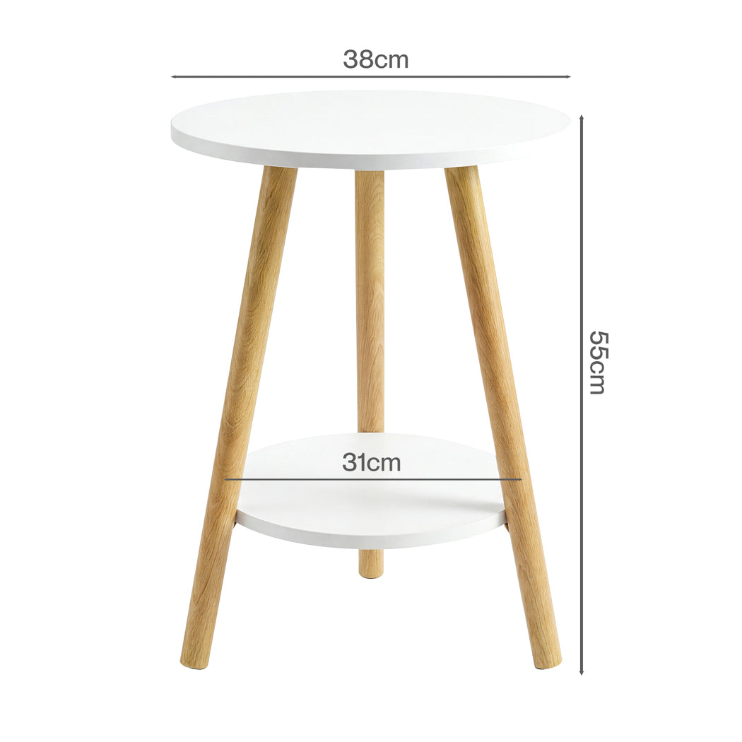 Levede Round Coffee Table 2-Layer Living Room End Tables Bedroom Side Tables — image 3