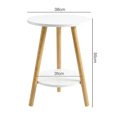 Levede Round Coffee Table 2-Layer Living Room End Tables Bedroom Side Tables — image 3