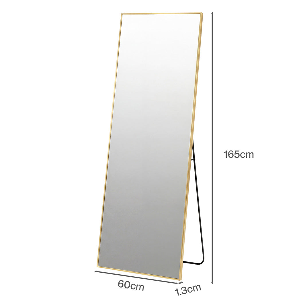 Yezi Rectangular Full Length Mirror 165x60cm Gold Standing Floor Wall Leaning — image 3