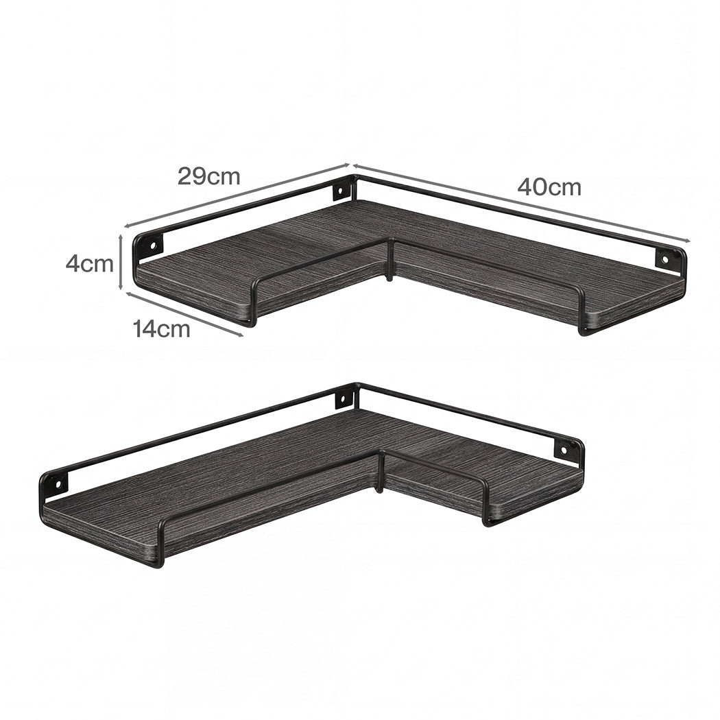 Levede Floating Shelves 2Pcs DIY Corner Wall Shelf Storage Display Rack Bedroom — image 3