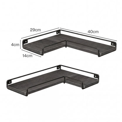 Levede Floating Shelves 2Pcs DIY Corner Wall Shelf Storage Display Rack Bedroom — image 3