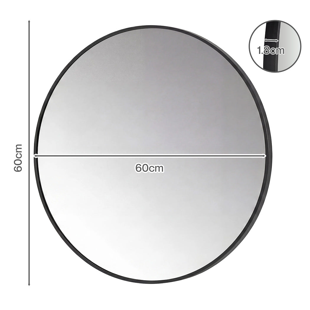 Yezi 60cm Wall Vanity Mirror Round Decorative Bathroom HD Glass Anti-explosion — image 3