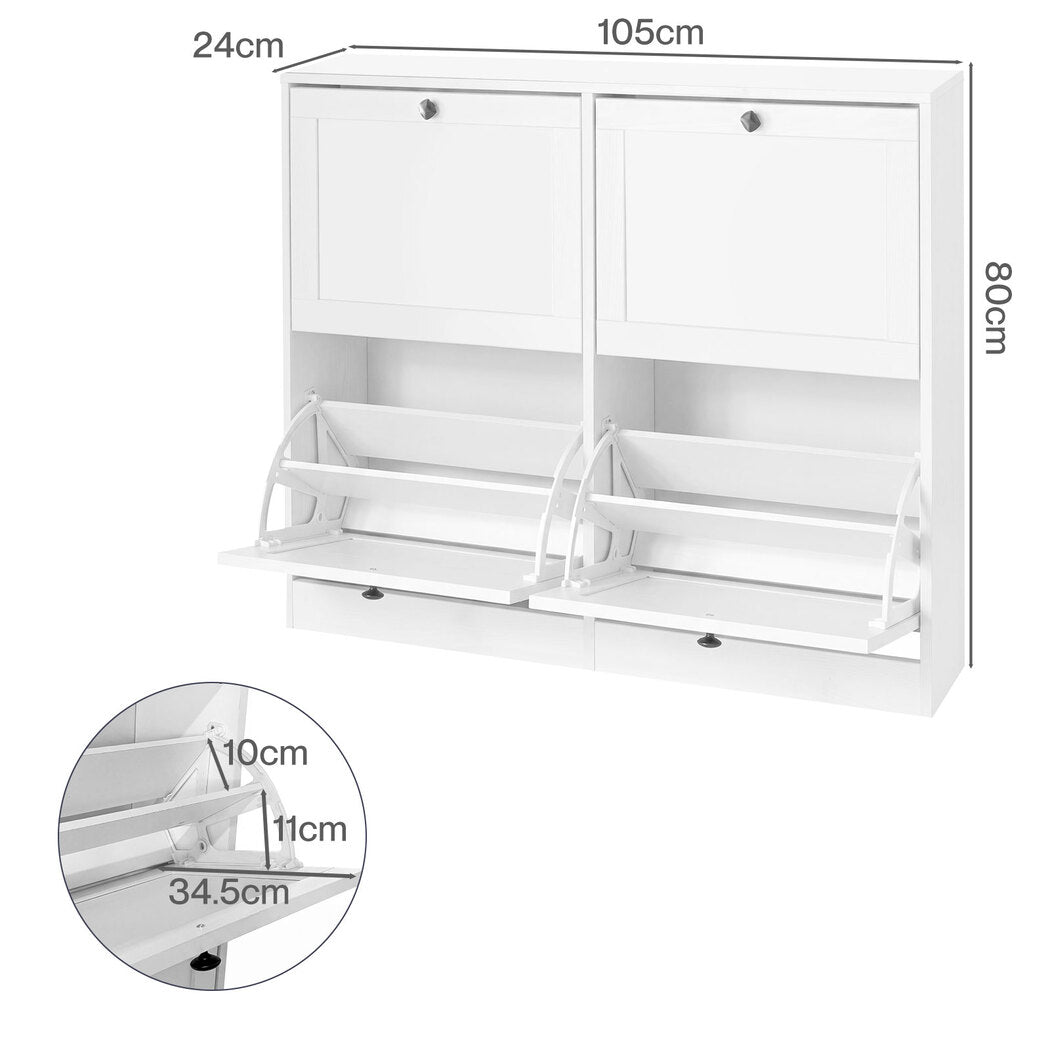 Levede Shoe Cabinet 4 Flip Drawers Vertical Storage Rack Organiser Entryway — image 3