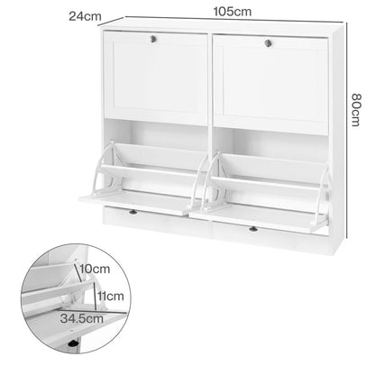 Levede Shoe Cabinet 4 Flip Drawers Vertical Storage Rack Organiser Entryway — image 3