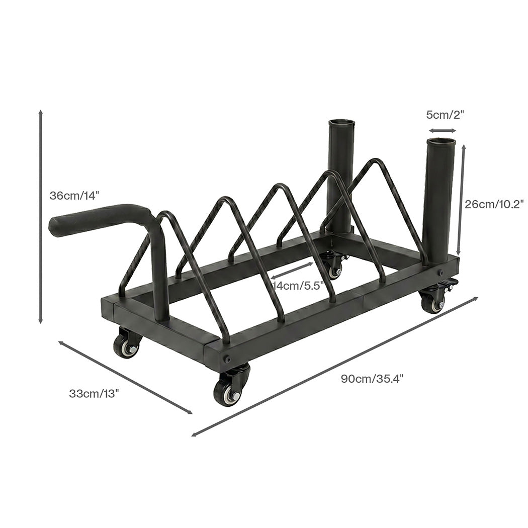 Centra Horizontal Bumper Plate Rack with Wheels Barbell Weight Storage Holder — image 3