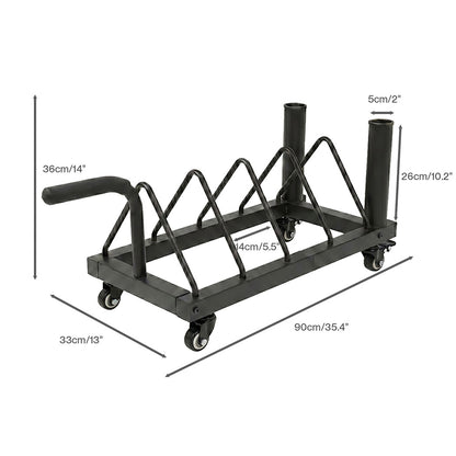 Centra Horizontal Bumper Plate Rack with Wheels Barbell Weight Storage Holder — image 3