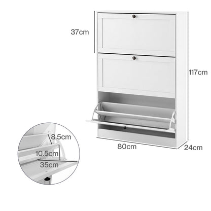 Levede Shoe Cabinet 3 Flip Drawers Adjustable Shelf Shoe Organiser Storage Rack — image 3