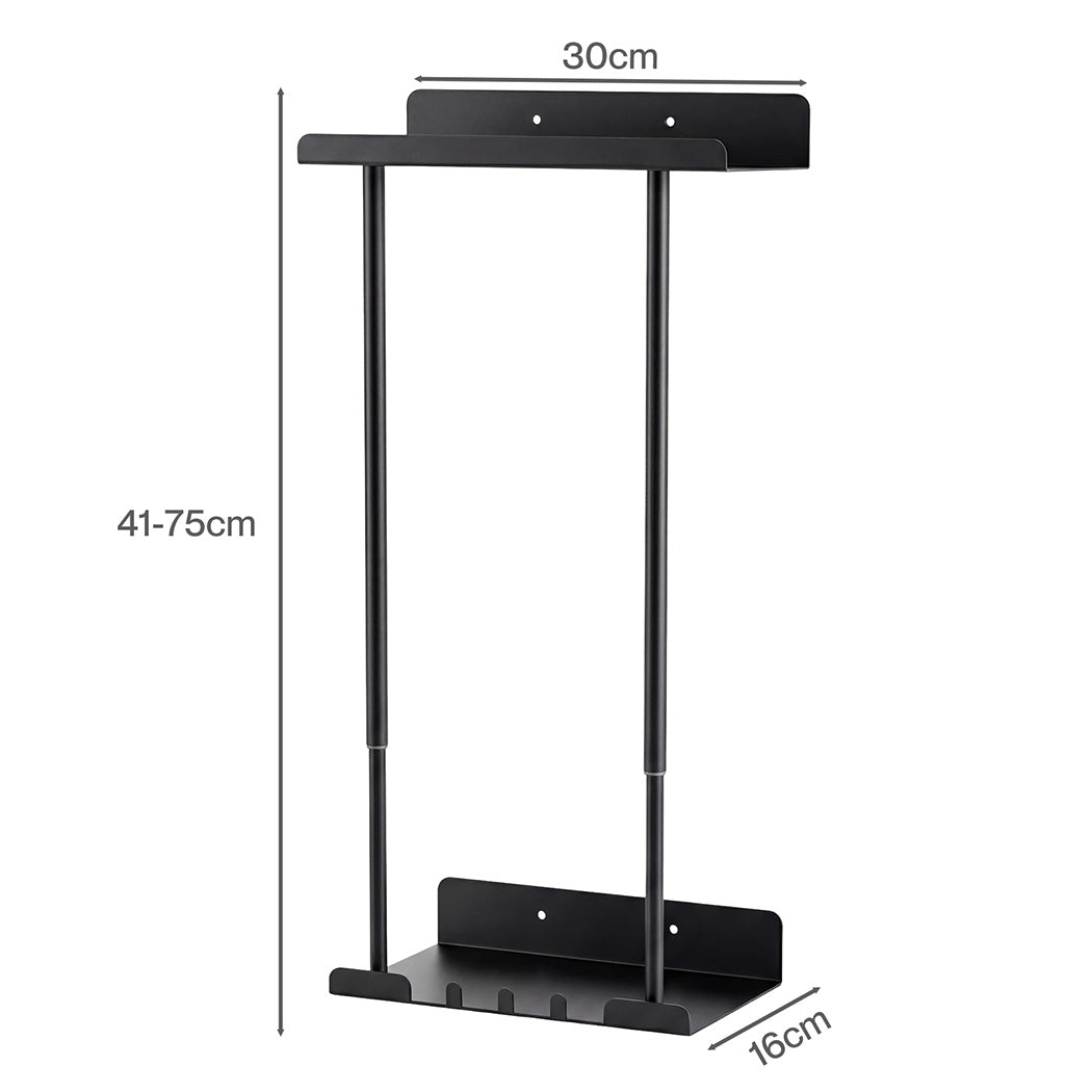 Levede Adjustable Towel Rack 3 Hooks Bathroom Towel Storage Holder Wall Mounted — image 3